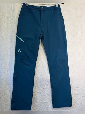GoFly Gnara Go There Pants Womens Size 8 Teal Blue Hiking Roll Up Free Pee Hike